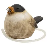 finehomegarden Teichfigur Wasserspeier Vogel und Pumpe braun-natur Steinzeug Wasserspiel 1, (1-St), 6x11cm H13cm für Miniteich, Wasserschale, Terrasse & Balkon braun