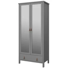 VCM ebuy24 Tromsø Kleiderschrank 2 Spiegeltüren 1 Schublade Grau