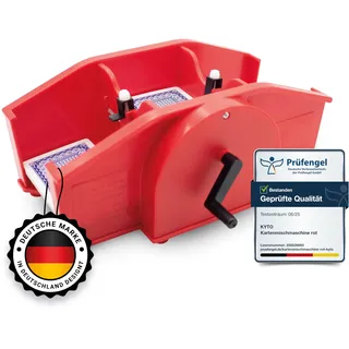 Kyto Kartenmischmaschine Manuell mit Handkurbel – Manuelle Kartenmischmaschine für Poker, Skat, Rommé & Blackjack – inkl. Spielkarten & Anleitung – Rot