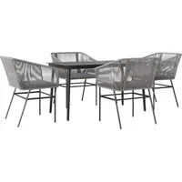 VidaXL 5-tlg. Garten-Essgruppe mit Kissen Grau Poly Rattan Glas