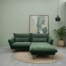 DOMO collection Eckcouch Polyester L-Form 2-Sitzer Grün
