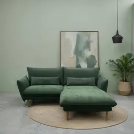 DOMO collection Eckcouch Polyester L-Form 2-Sitzer Grün