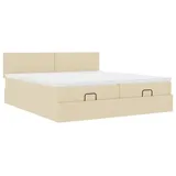 vidaXL Ottoman-Bett mit Matratzen Creme 200x200 cm Stoff