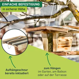 WINDHAGER Vogelfuttersilo Chalet, Massivholz, 2,75 l, 31,5 x 24,5 x 19,5 cm, Futterstation robust