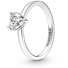 Pandora Timeless Funkelndes Herz Solitär-Ring aus 952 Sterling Silber mit klaren Cubic Zirkonia Steinchen 191165C01-58