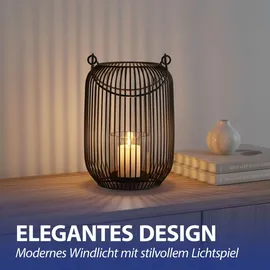 Cepewa Laterne oval Metall schwarz