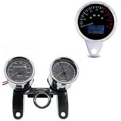 Set: Tachometer KTX Speedometer universal in chrom + Tachometer Drehzahlmesser Analog VTV chrom