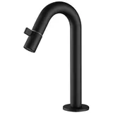 Tuganna Waschtischarmatur MLB Kaltwasser-Standventil mit Kopfsteuerung Badarmatur schwarz matt schwarz