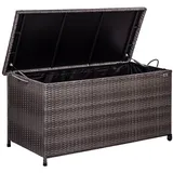 STILISTA Gartenbox Polyrattan Gartenbox Gartentruhe Aufbewahrungsbox, Deckel mit Hubautomatik, Innenplane, Räder und Tragegriffe, Farbwahl grau