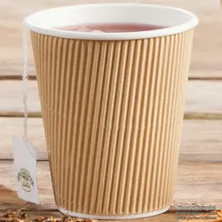 BIOZOYG 500 Stück Riffelbecher 100ml / 4oz Espresso Pappbecher, Braune Einwegbecher, Nachhaltig, Biologisch Abbaubar, Einwegbecher