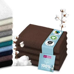 Set Handtücher Baumwolle Plain Design - Größe: 70x140, Farbe: Braun
