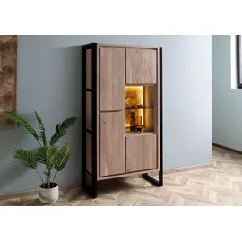 MASSIVMOEBEL24.DE Vitrine 95 x 40 x 180 cm Beige