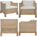 Vidaxl - Sessel mit Auflagen Natur Rattan - Rattenstuhl - Esszimmerstuhl - Gartenstuhl - Lounge Chair - Gemütlicher Stuhl - Home & Living