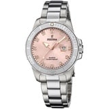 Festina Damen Uhr F20503/2 Edelstahl mit Schmucksteine - Silber/Rosa