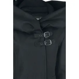 Gothicana by EMP Damen schwarzer langer Wollmantel mit großer Kapuze S - S