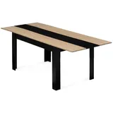 IDMarket Georgia Esstisch, ausziehbar, rechteckig, 6-10 Personen, Schwarz und Buchenoptik, 140-220 x 90 cm