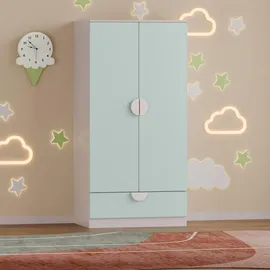 [en.casa] Kinderkleiderschrank Sandnes 123 x 60 x 40 cm Holz mintgrün
