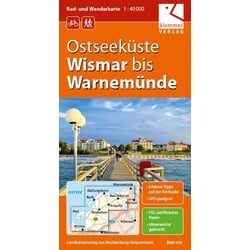 Rad- und Wanderkarte Ostseeküste Wismar bis Warnemünde 1 : 40 000