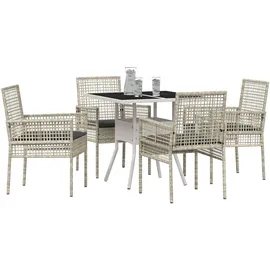 vidaXL Garten Essgruppe 5 pcs Grau Poly Rattan