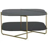 VCM Un-line Couchtisch 85x85cm Messing dekor, Glas rauchfarben.