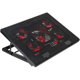 Mars Gaming MNBC2 Cooling Base for Gaming Laptops up to 17.35 inches (5 Ultra-Silent Fans, Red LED, 2 x USB 2.0), Black and Red