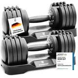 EVERLEVEN Hantel-Set Verstellbare Kurzhanteln - 15 Gewichtseinstellungen - Hantelset 2x12kg Hantelset