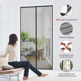 Fliegengitter Tür Magnet 100 x 220 cm Schwarz