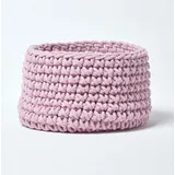 Homescapes Aufbewahrungskorb gestrickt rund 37 x 21 cm rosa