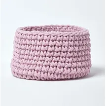 Homescapes Aufbewahrungskorb gestrickt rund 37 x 21 cm rosa