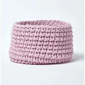 Homescapes Aufbewahrungskorb gestrickt rund 37 x 21 cm rosa