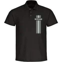 multifanshop Poloshirt - Deutschland - Streifen - Druck weiß - Polo