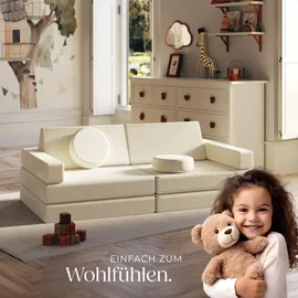Tectake tectake® Spielsofa, 8-teilig, flexible Anordnung, Leinenbezüge, abnehmbar und waschbar, stapelbar