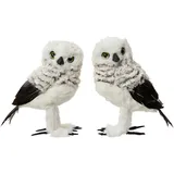 Decoris Dekofigur Eule 11x14x21cm Kunstfell Weiß / Grau 1 Stück sortiert