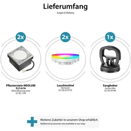 ledscom.de 2x LED Pflasterstein NEOLUM für außen, IP67, eckig, 10 x10cm, inkl. GX53 RGB Leuchtmittel, 670lm, Smart Home