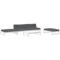 vidaXL 5-tlg Garten-Lounge-Set mit Kissen Weiß Massivholz Modell 7