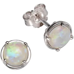 Paar Ohrstecker FIRETTI "Schmuck Geschenk Silber 925 Ohrschmuck Edelstein Opal", bunt (silberfarben, weiß, weiß), Ohrringe, Damen, Silber 925 (Sterlingsilber), mit Opal (synth.)