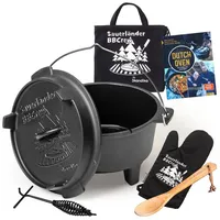 Skandika Dutch Oven der Sauerländer BBCrew 8 L | Gusseisen Topf mit Emaillierung schwarz No Size