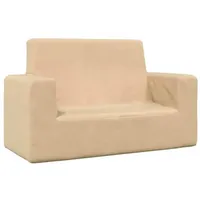 vidaXL Kindersofa 2-Sitzer Creme Weich Plüsch