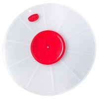 Dr. Oetker Spritzschutz in Weiß Ø 30 cm, passt auf große und kleine Schüsseln, verhindert lästiges Spritzen des Teigs beim Mixen und Aufschlagen, (Farbe: weiß/rot), Spülmaschinengeeignet