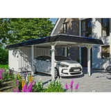 SKANHOLZ Walmdach Carport 3,62 x 8,70 m weiß mit Abstellraum