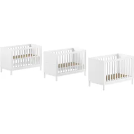Vipack Babybett VIPACK "in gradlinigem Design, standfest gebaut, pflegeleichte Oberfläche", weiß, B:66,2cm H:85,2cm L:125cm, Holzwerkstoff, Massivholz, Babybetten, Babybett, 60x120 cm, 3-fach verstellbarer Lattenrost, Ausf. weiß lackiert