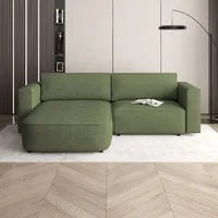 Beautysofa Ecksofa CARLOS velo629- Dunkelgrün, mit Schlaffunktion mit Bettkasten