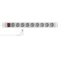 Logilink 19" Steckdosenleiste 9-fach, mit Schalter, grau - Hellgrau