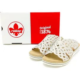 Rieker Damen Pantolette breiter Riemen mit Strass schmale Weite V0689, Größe:41 EU, Farbe:Beige - Beige - 41
