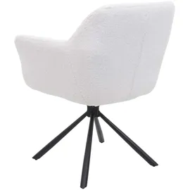 Mendler 2er-Set Esszimmerstuhl HWC-K33, Küchenstuhl Stuhl, drehbar Auto-Position, Stoff MVG ~ bouclé-weiß