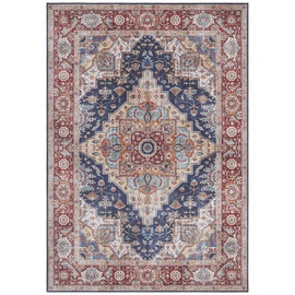 Nouristan Asmar Teppich – Wohnzimmerteppich Orient-Touch Detailiertes Muster Florales Kurflor Flachgewebe Teppich für Esszimmer, Wohnzimmer, Schlafzimmer – Blau, 120x160cm