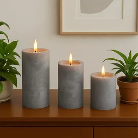 Relaxdays LED Kerzen 3 St. grau