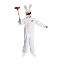 p`tit clown Kostüm Rabbids-Kostüm mit Maske für Kinder Raving Rabbids weiss weiß 122/134 (7-9 Jahre)