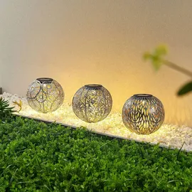 LINDBY Solarleuchte Aluminium 54,0 cm 3er Set grau/silber