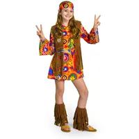 Spooktacular Creations Hippie-Kostüm für Mädchen, Hippie-Outfit mit 60-70er-Jahre-Accessoires für Kinder, Halloween-Verkleidung für Mädchen, Rollenspiele, Hippie-Themenparty-M